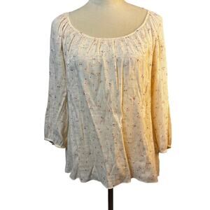 Lauren Conrad Gauzy Floral Boho Pastel Blouse Scoopneck Large